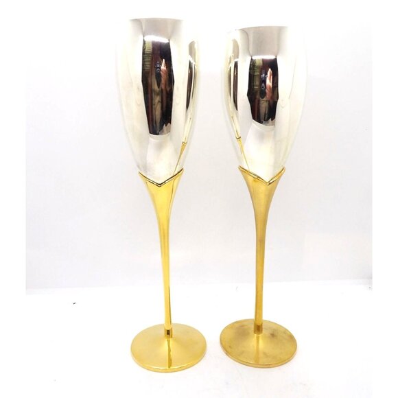 Cole Gifts Other - Two Tone Spun Aluminum Champagne Flutes in Original Packing